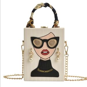#87 Stylish White Clutch with Gold Chain by [Brand]